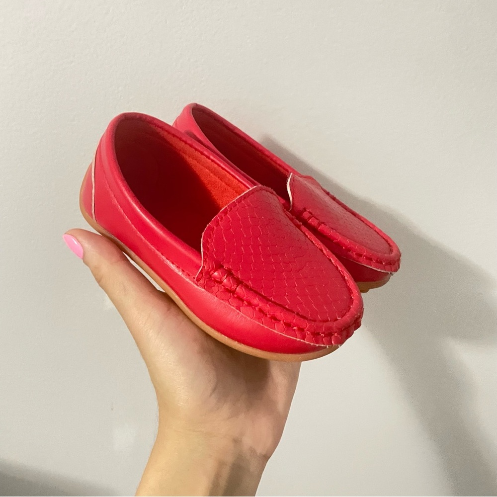 Kids Red Slip-On Loafers - Comfortable Casual Shoes (size 6.5 male toddler)